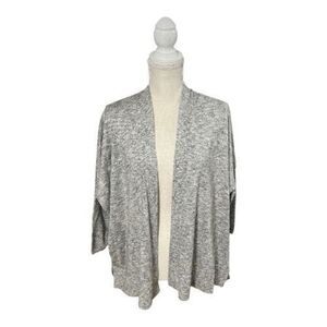 Loft Petites Women Grey Sparkle Cardigan Size M Petite Open Front 3/4-Sleeve